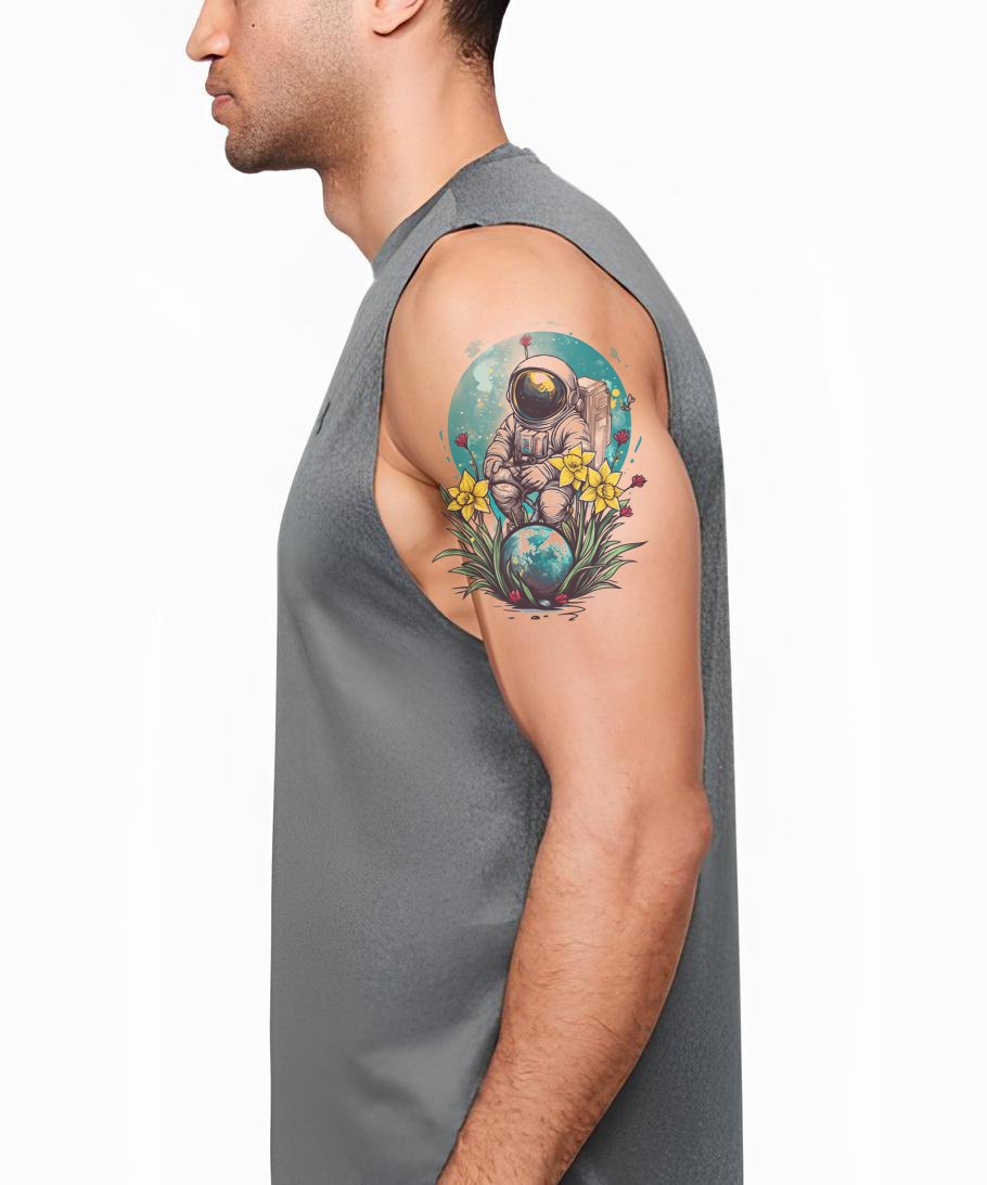 Ilustración de tatuaje de sueño de narciso astronauta