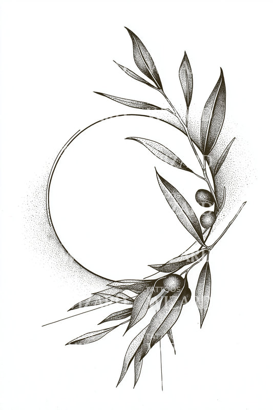 Asymmetric Olive Ring Tattoo Illustration