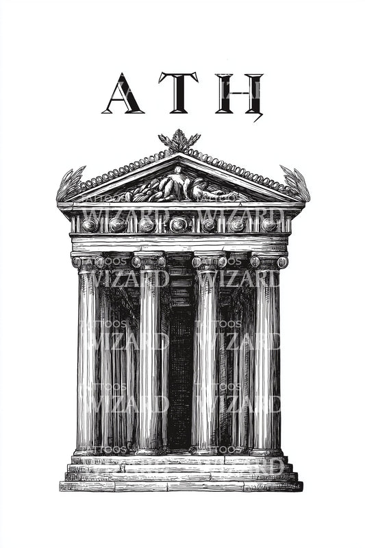 ATH Parthenon Columns Tattoo Illustration