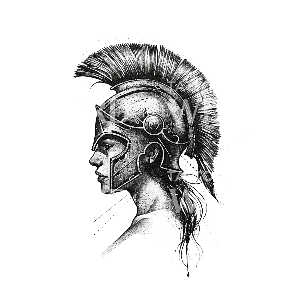 Athena Goddess of Warfare Tattoo Design