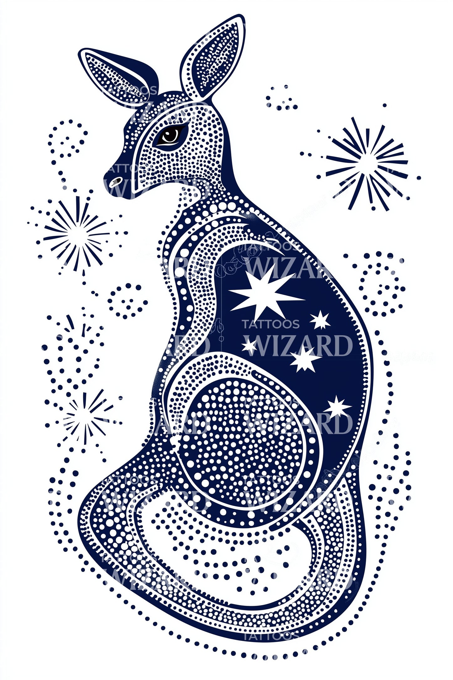 Australisches Känguru Sternbild Tattoo Design
