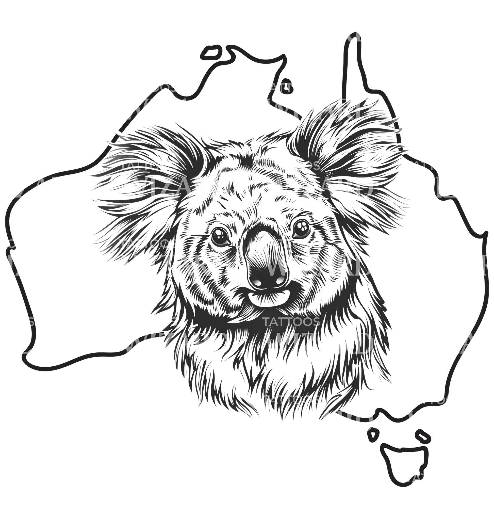 Australian Koala Composition Tattoo Idea