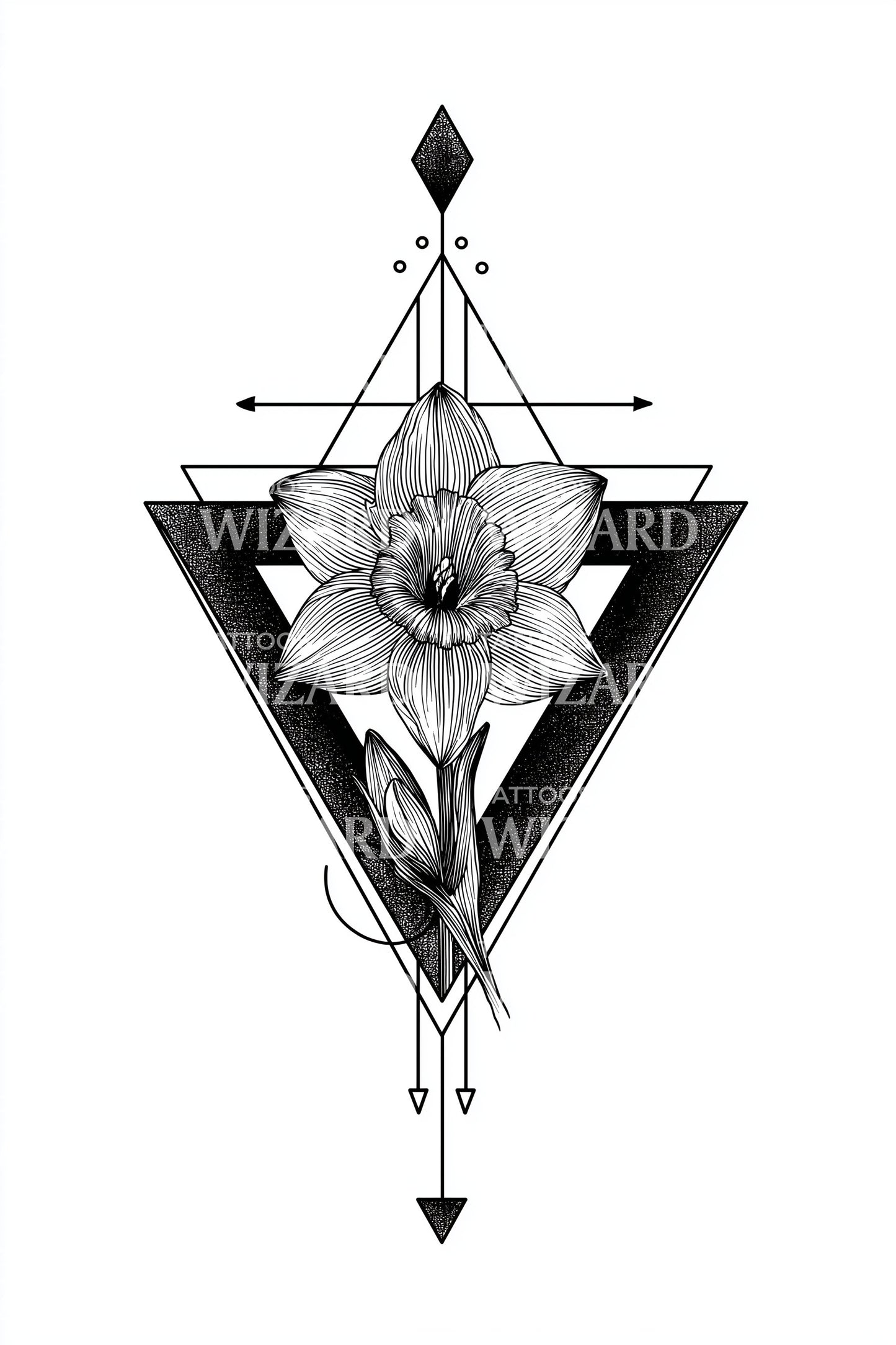 Design de Tatuagem de Flor de Pirâmide do Eixo