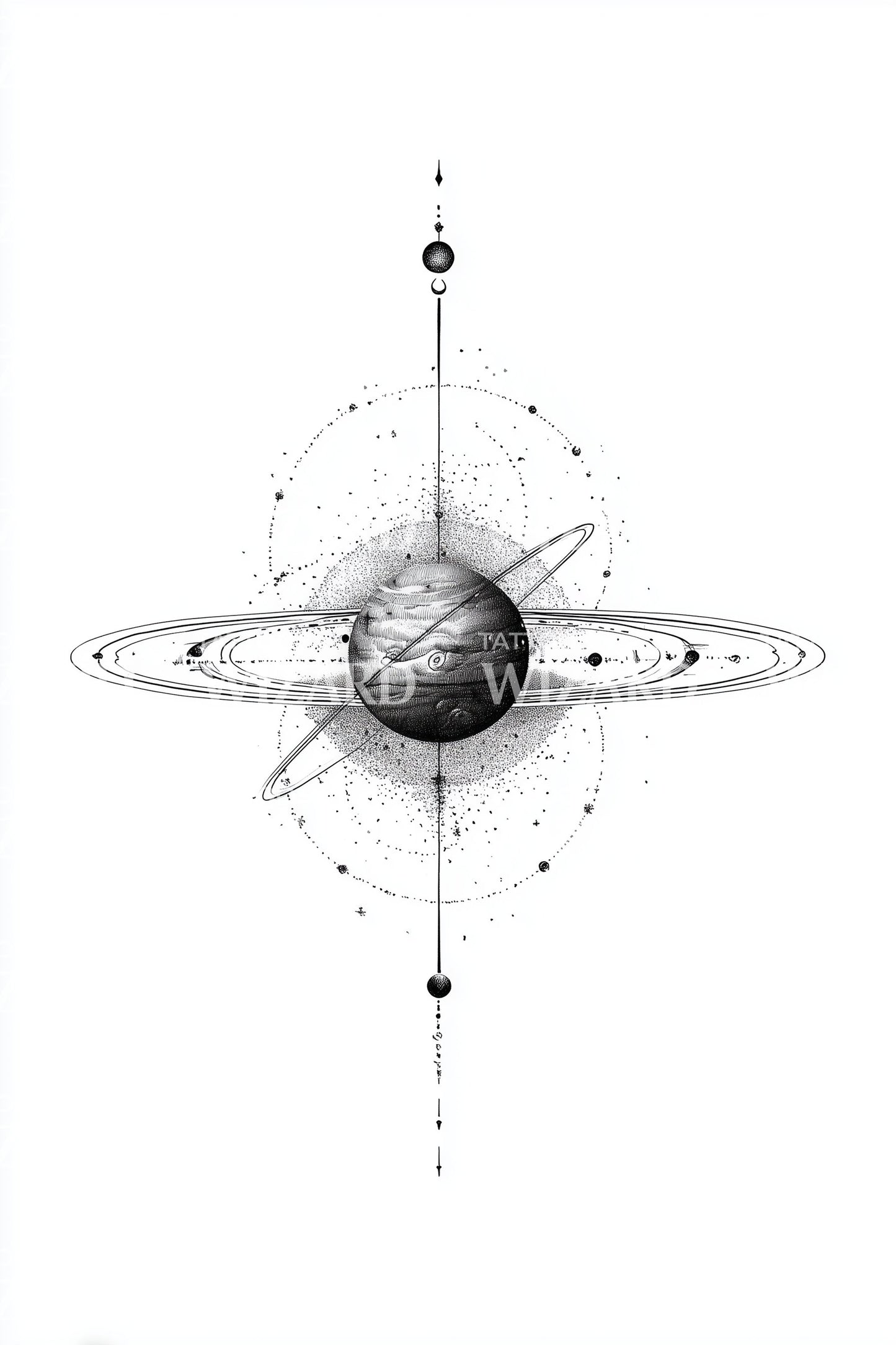 Design de Tatuagem Eixo Saturno Orb