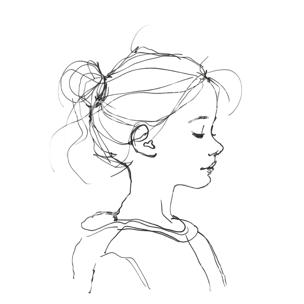Little Girl Drawing Fine Lines Tattoo Design