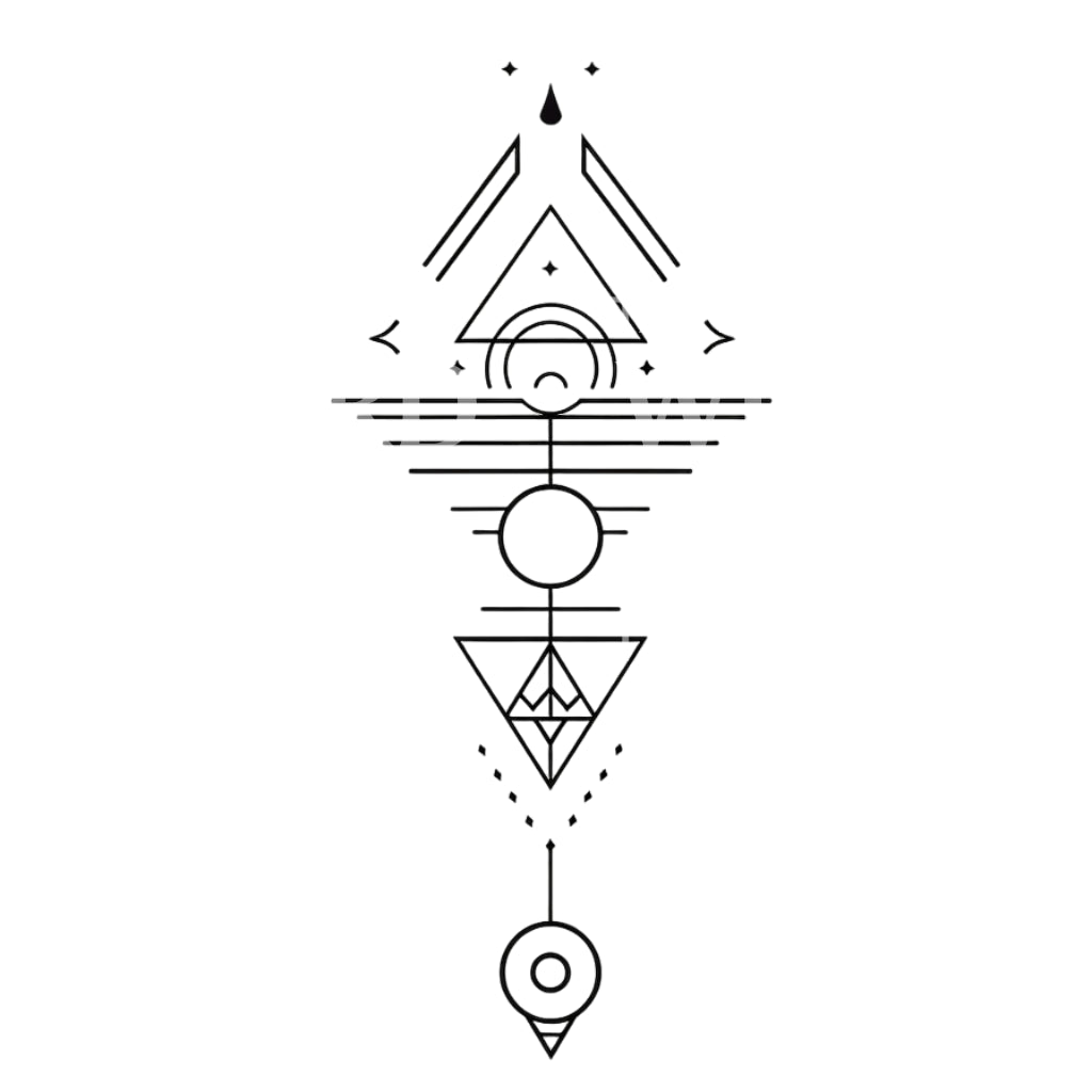 Geometric Symbols Grounded Tattoo Design