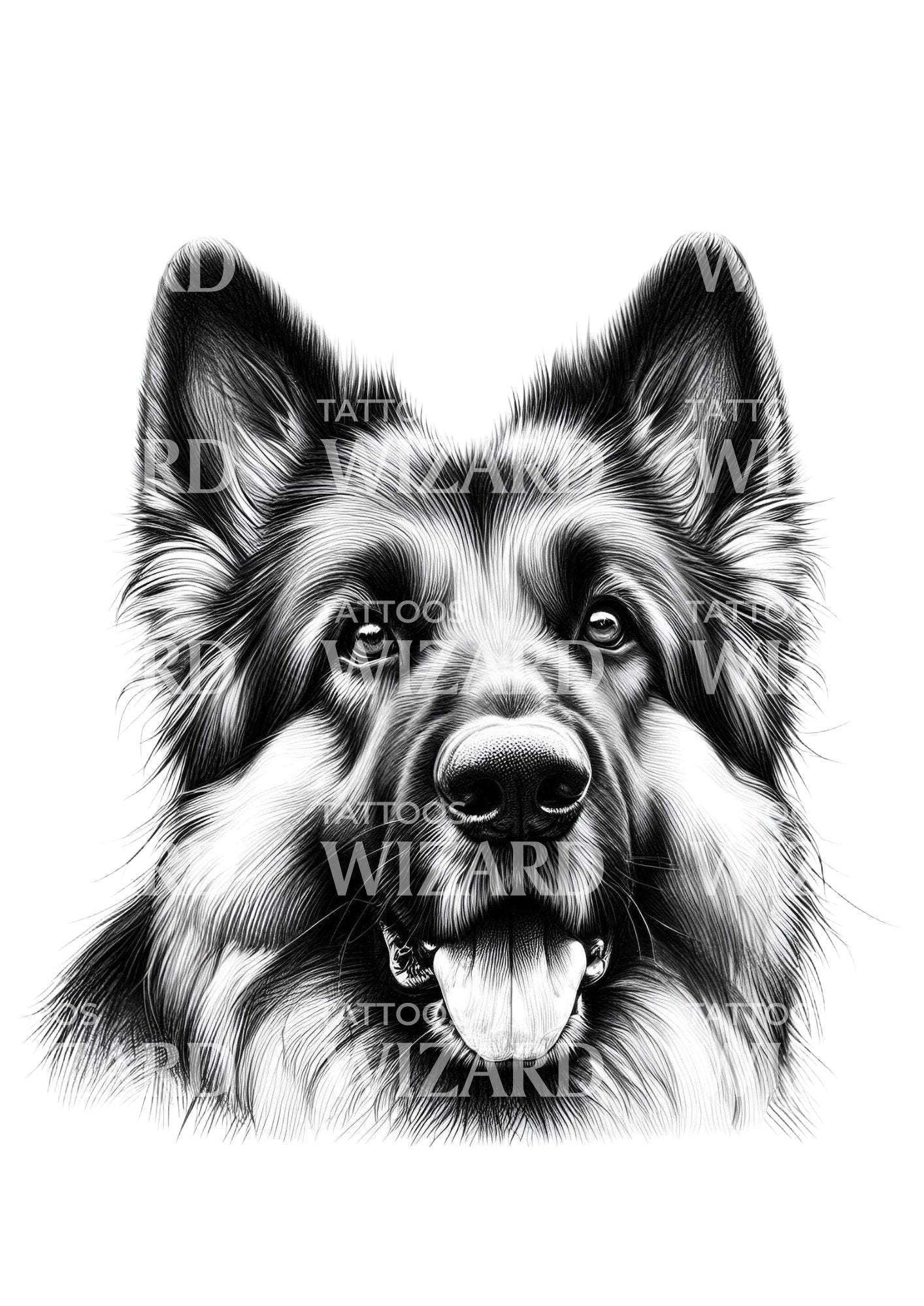 Good Boy German Shepherd Tattoo Design
