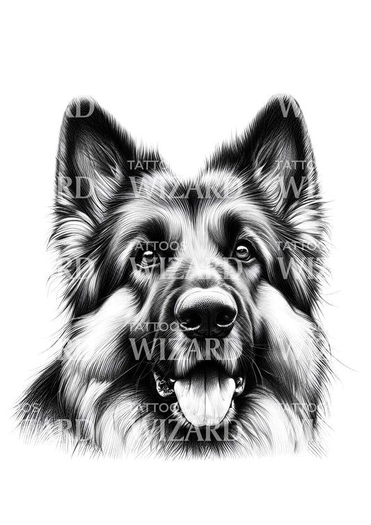 Good Boy German Shepherd Tattoo Design