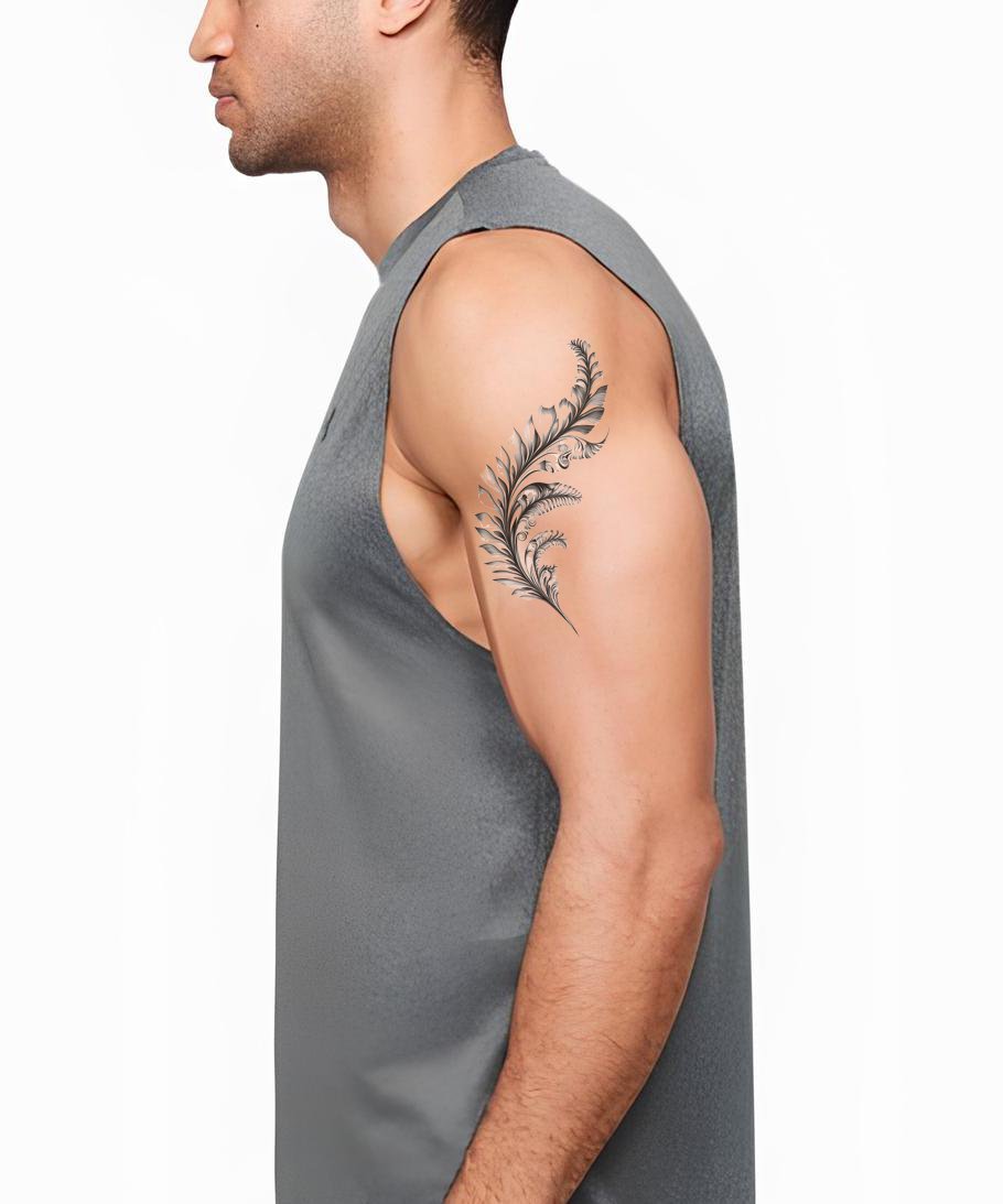 Barbed Leaf Spiral Tattoo Illustration