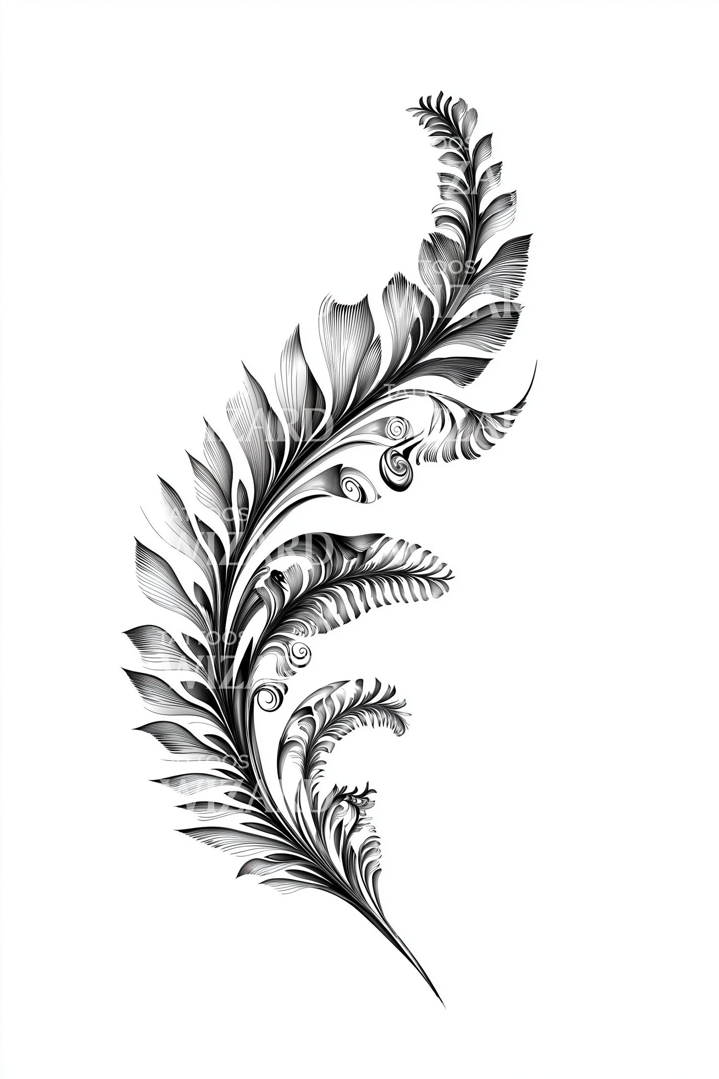 Barbed Leaf Spiral Tattoo Illustration