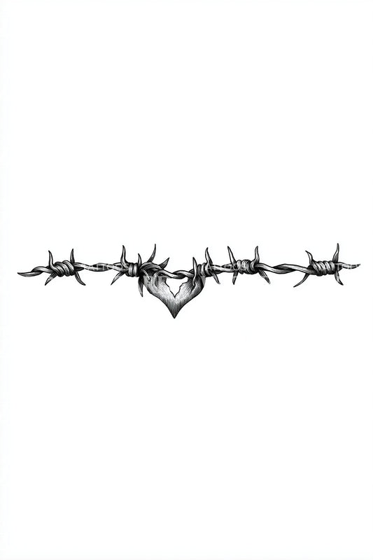 Barbed Wire Diamond Line Tattoo Design