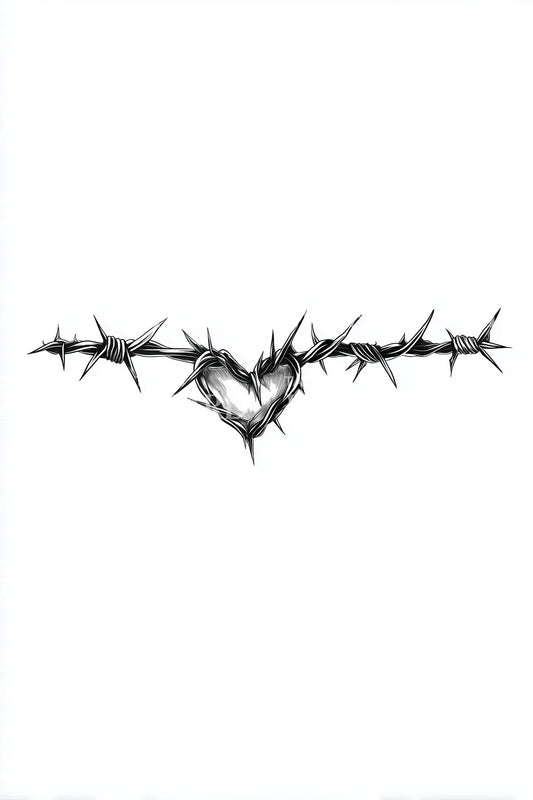 Barbed Wire Wing Span Tattoo Idea