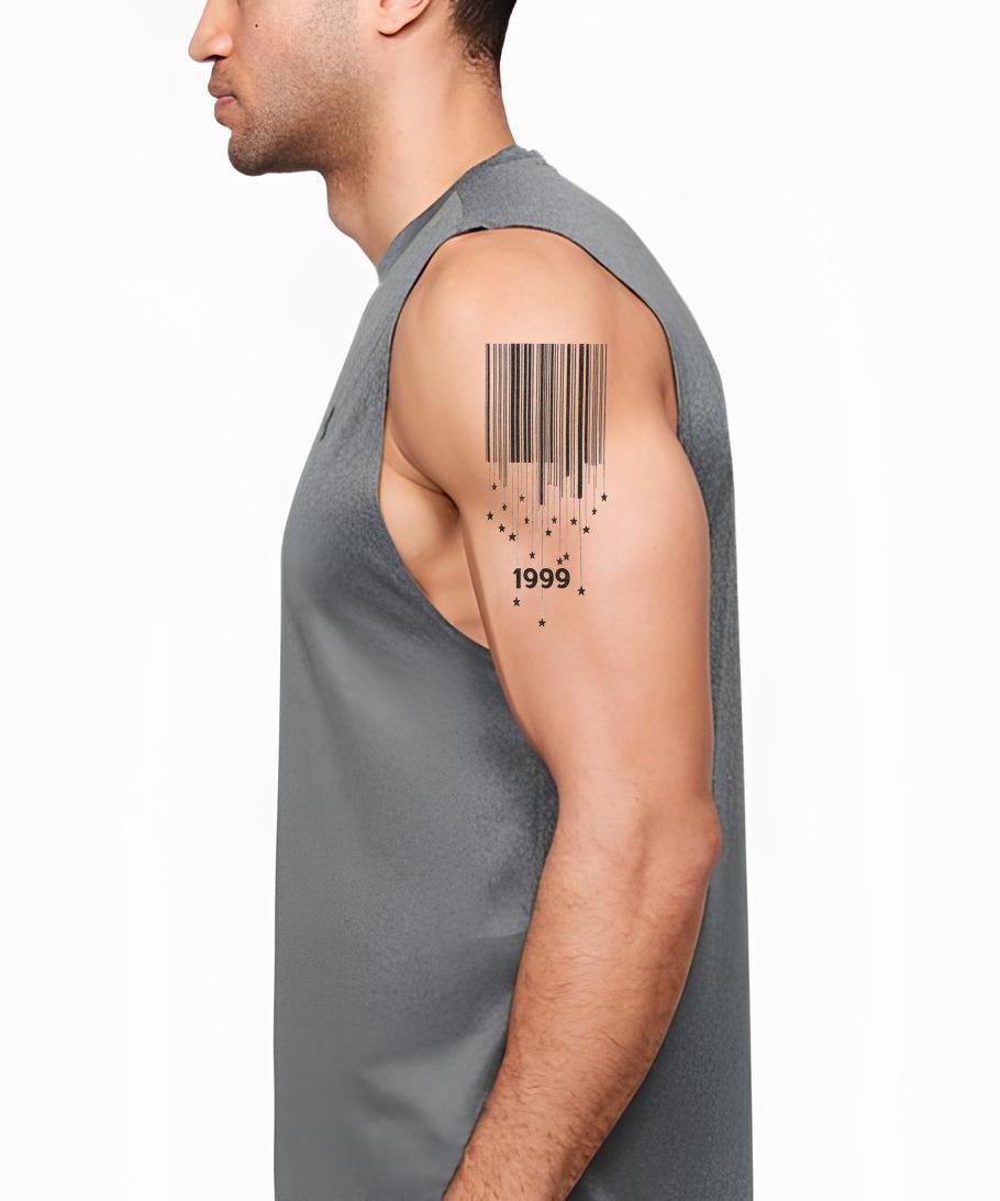Idea de tatuaje de estrellas con código de barras cayendo