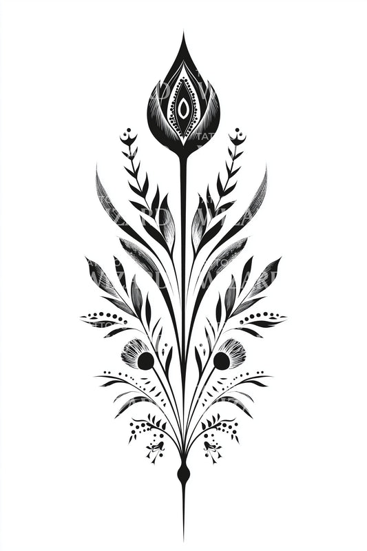 Baroque Floral Motif Tattoo Design