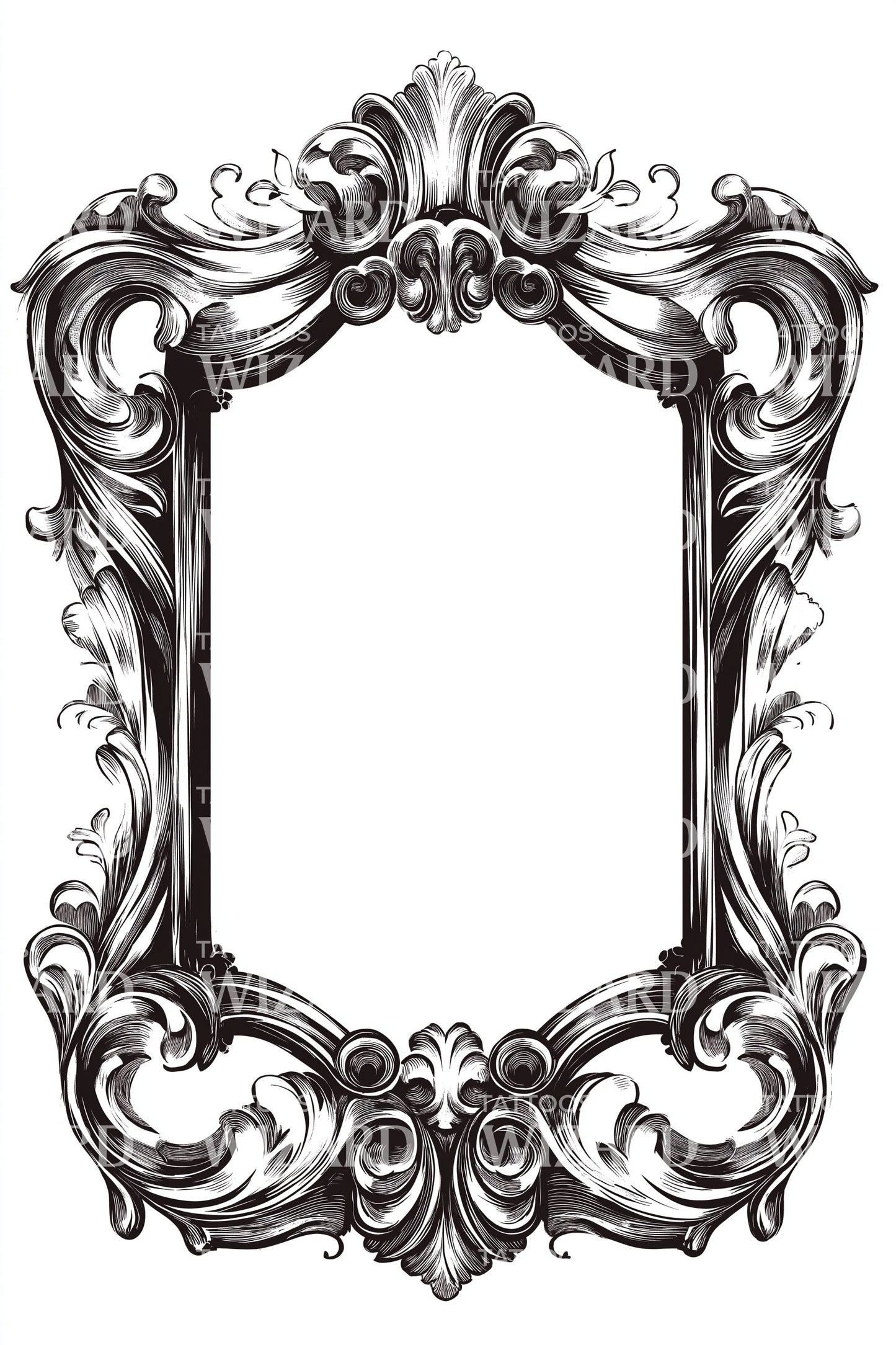 Barock Verziertes Rahmen Tattoo Design