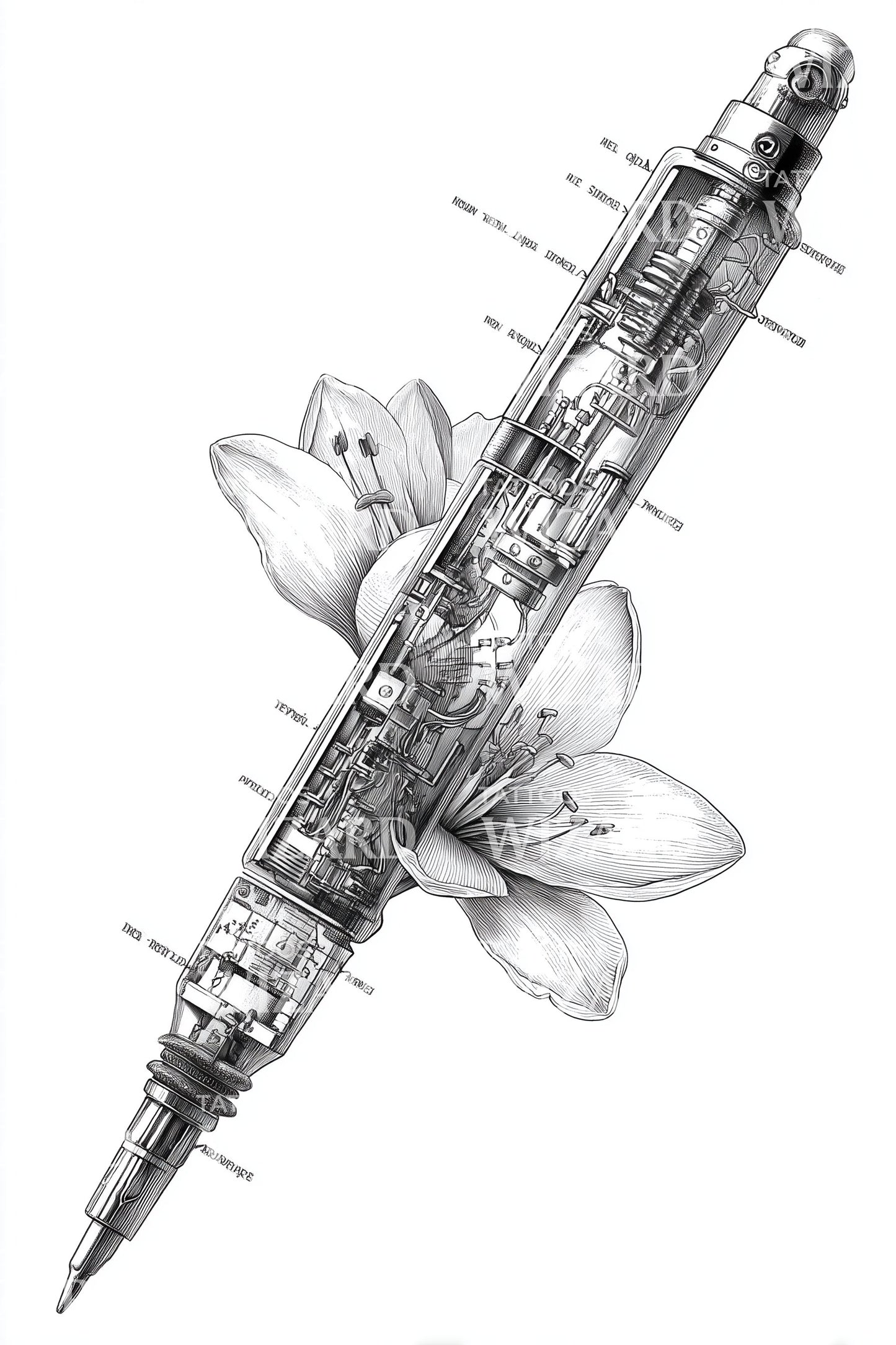 Barrel Blossom Mekanism Tatuering Design