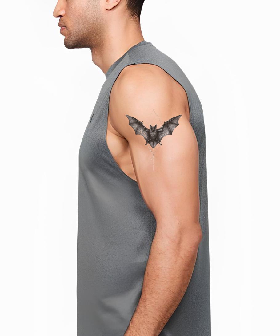Geometric Bat Emblem Tattoo Design