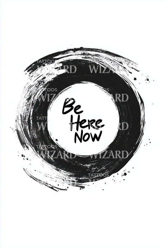 Be Here Now Zen Circle Tattoo Design
