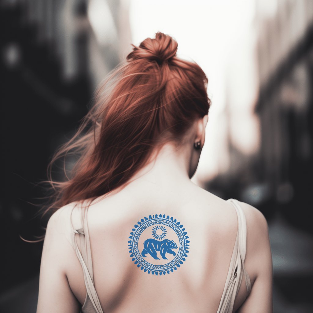 Beer Zeehond Zon Embleem Tatoeage Ontwerp