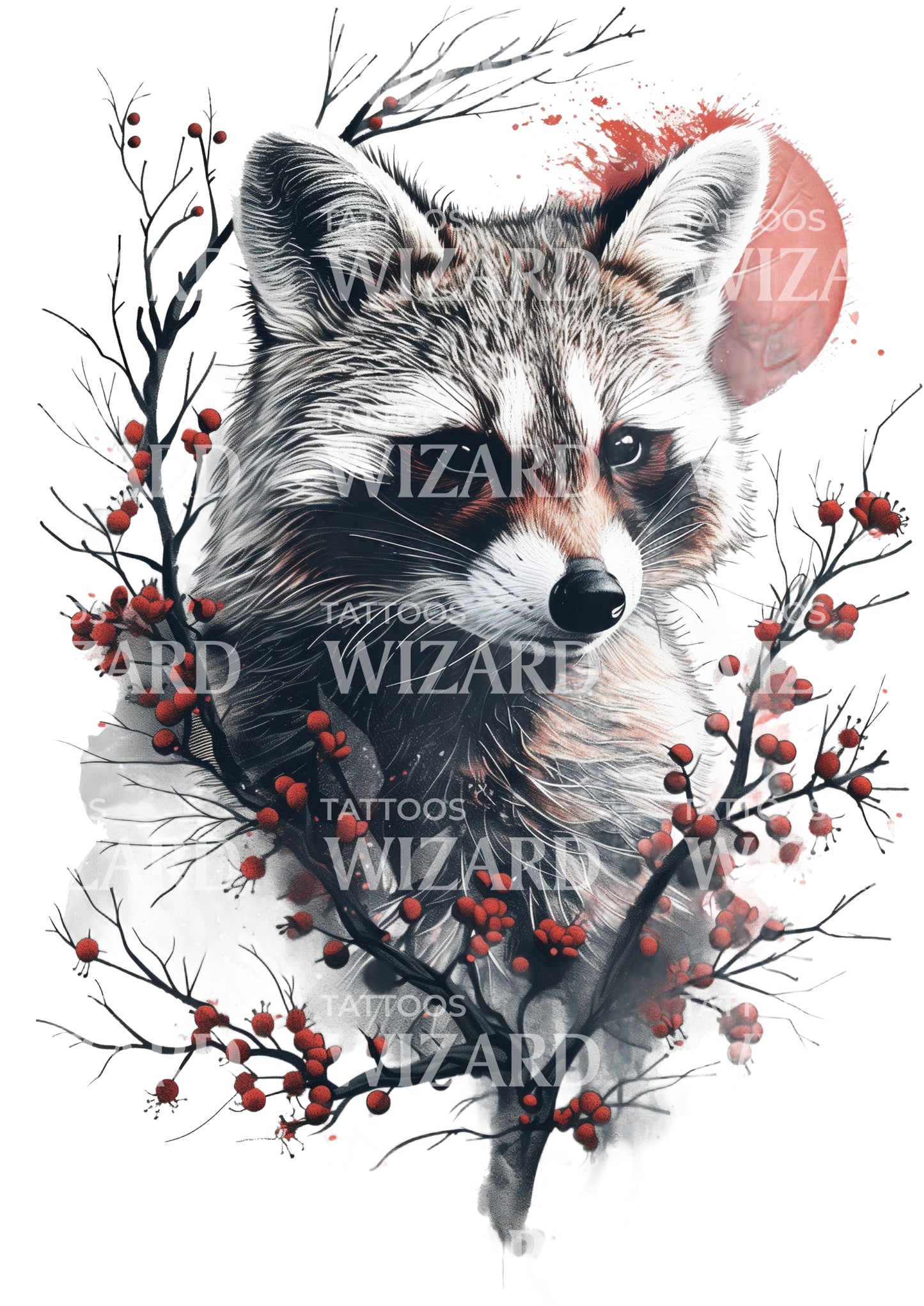 Beautiful Raccoon Portrait Tattoo Idea