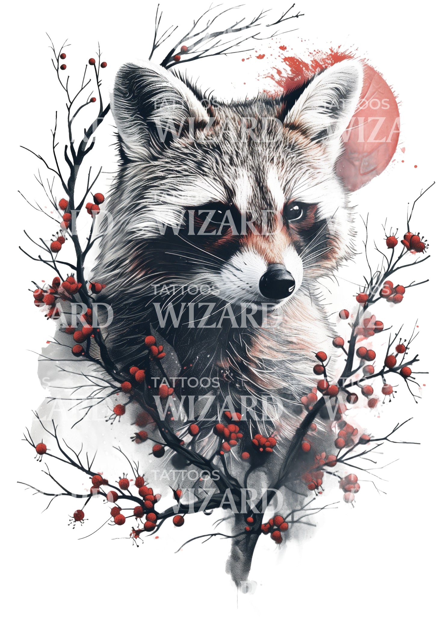 Beautiful Raccoon Portrait Tattoo Idea