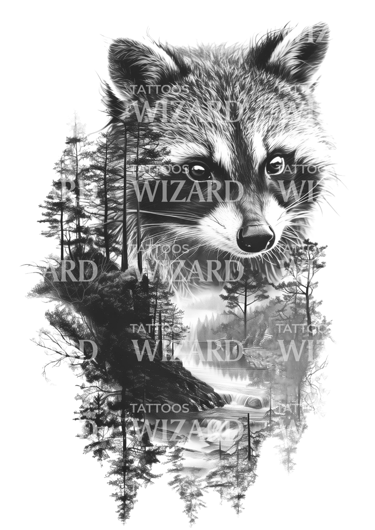 Beautiful Raccoon Sleeve Tattoo Idea