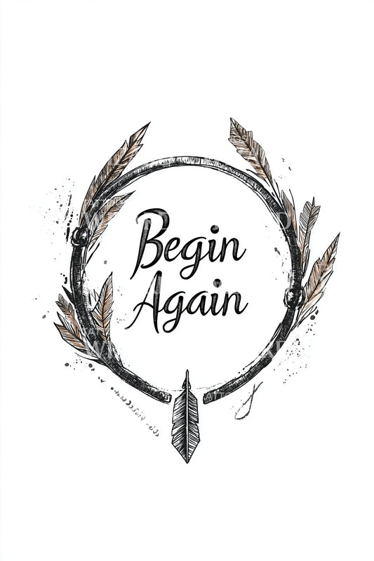 Begin Again Wreath Tattoo Illustration