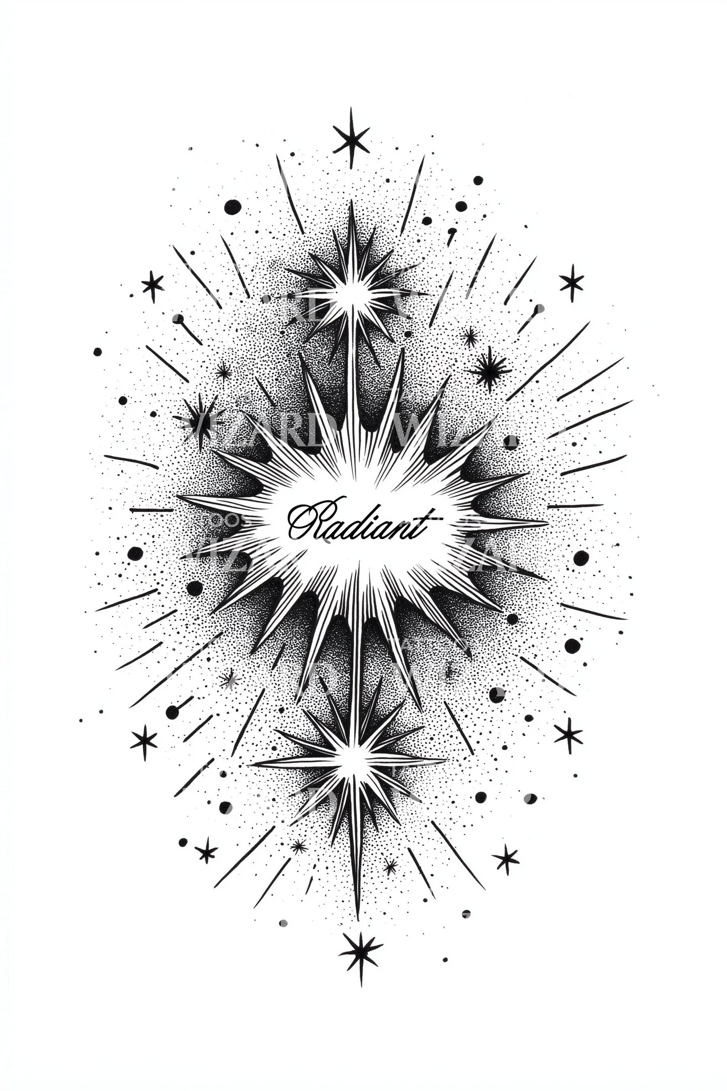 Believe Starburst Script Tattoo Design