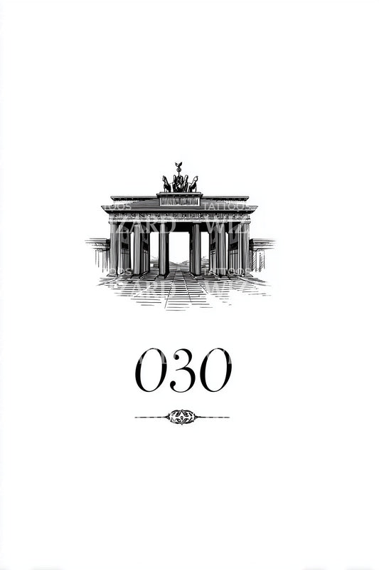 Berlin 030 Brandenburg Gate Tattoo Illustration