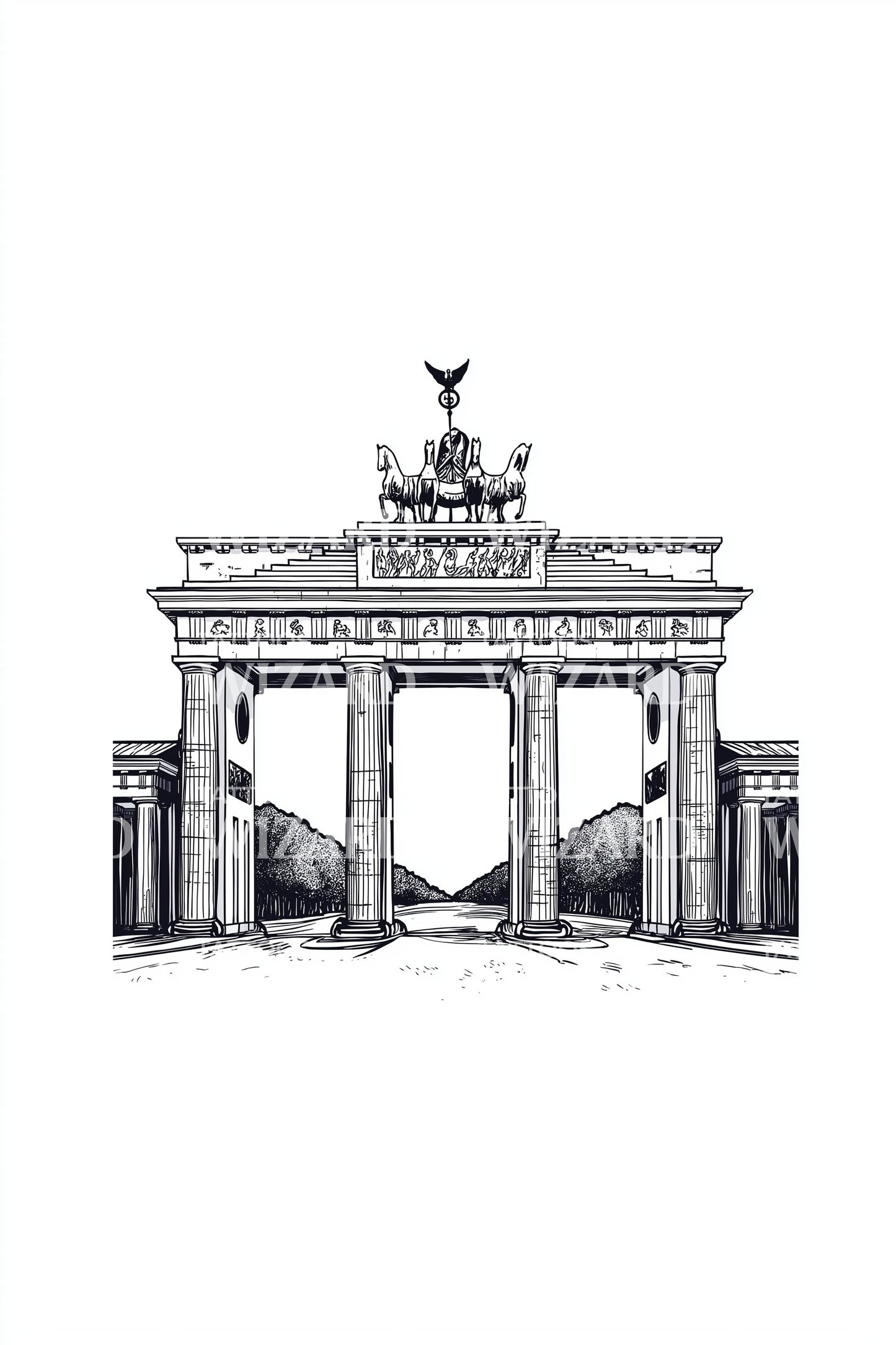 Berlin Brandenburg Gate Tattoo Illustration
