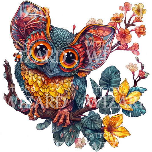 New School Tarsier Hybrid Tattoo Design