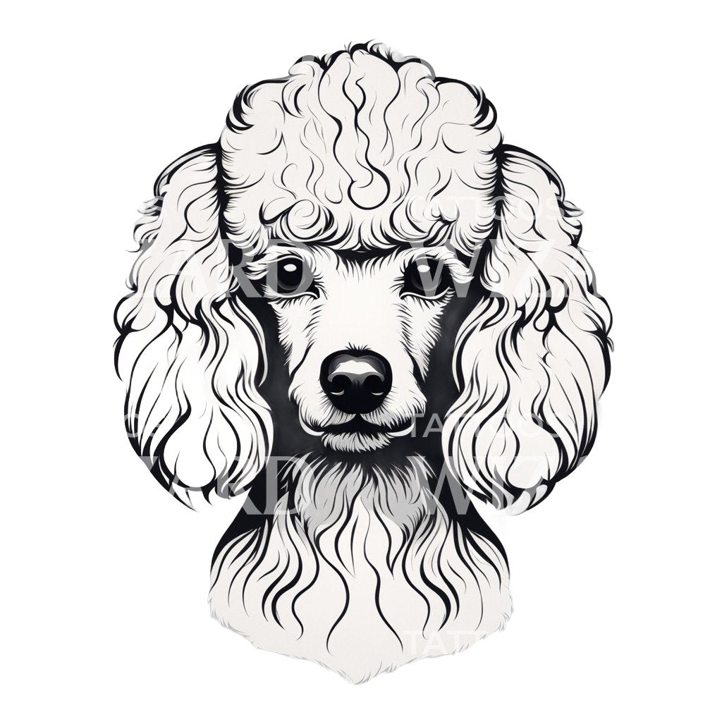 Poodle Dog Head Tattoo Design