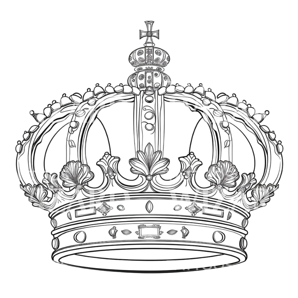 Royal Crown Outline Tattoo Design