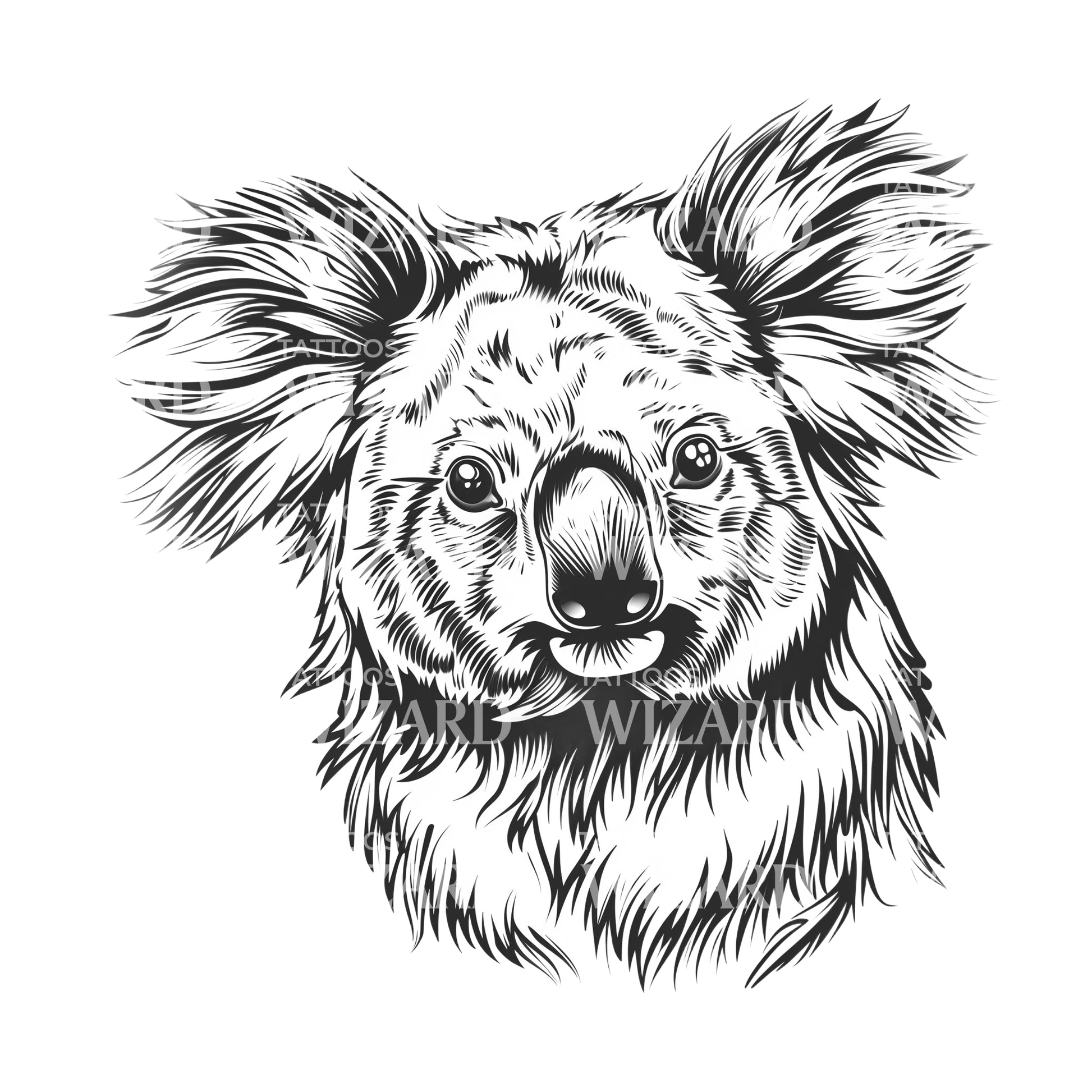 Black & Grey Koala Tattoo Design