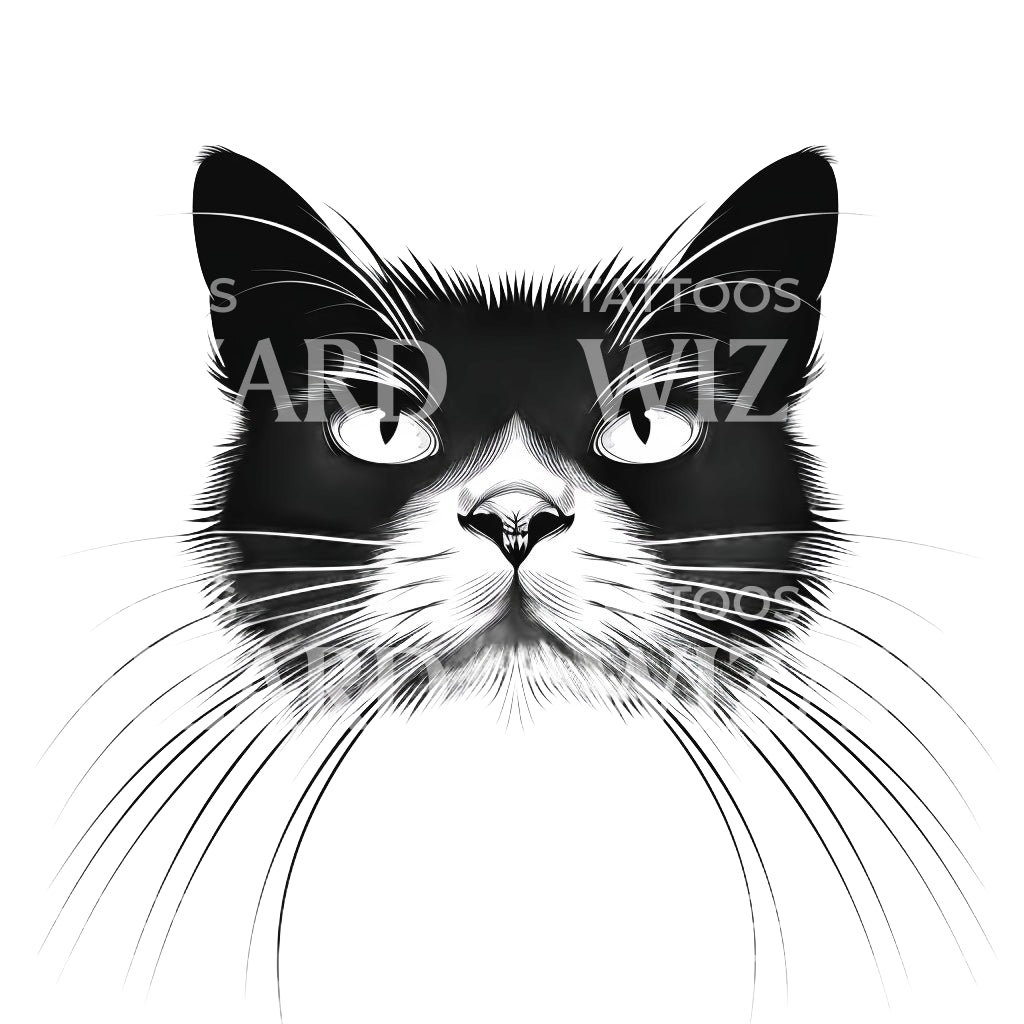 Black Cat Whiskers Tattoo Design