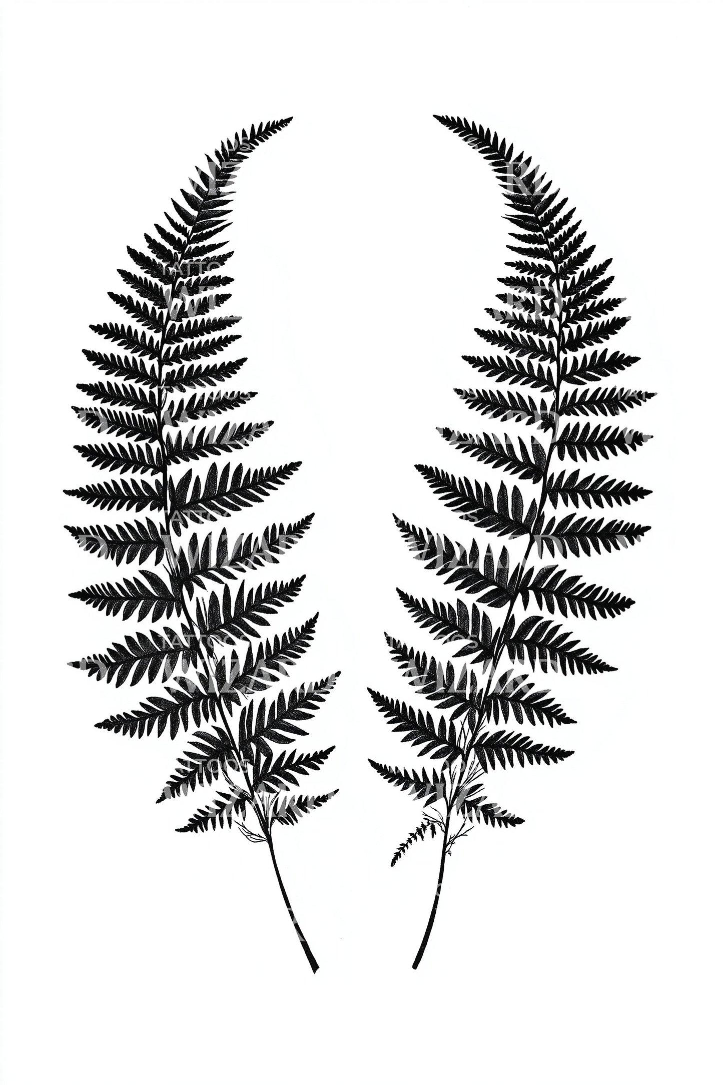 Black Fern Leaves Tattoo Design