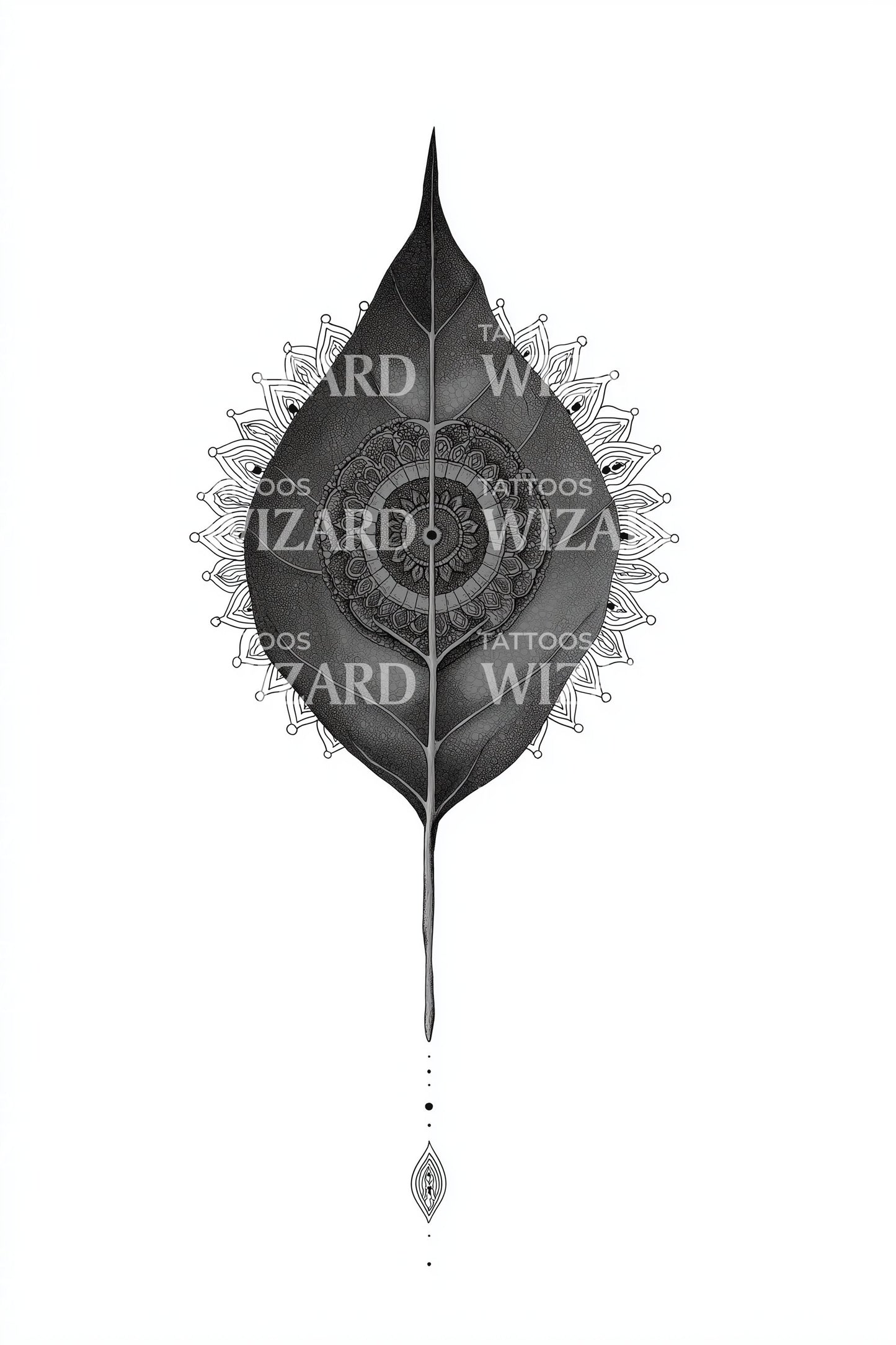 Black Leaf Eclipse Tattoo Design