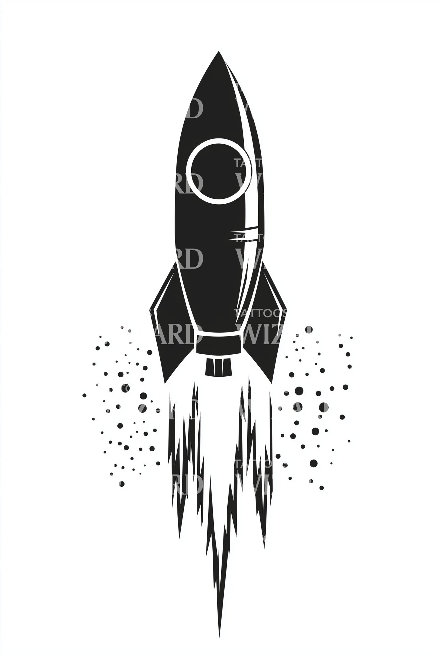 Design del tatuaggio contorno razzo nero