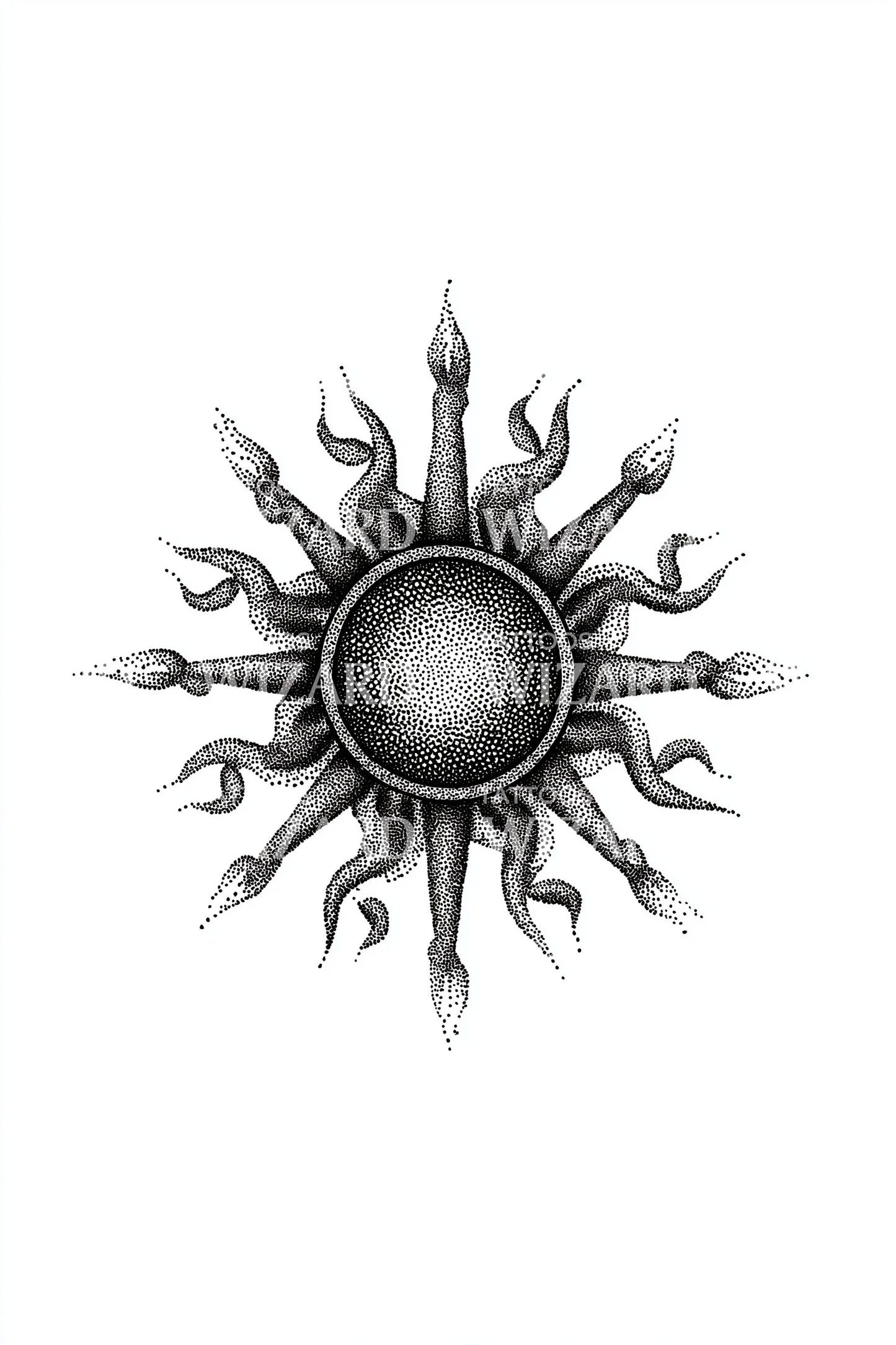 Sort Solstråle Tatoveringsdesign