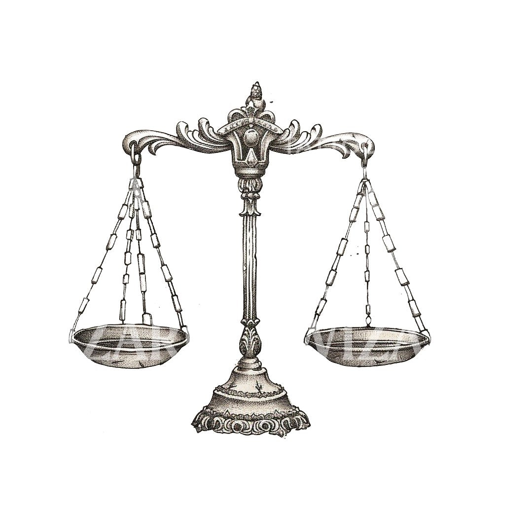 Black&Grey Scales of Justice Tattoo Design