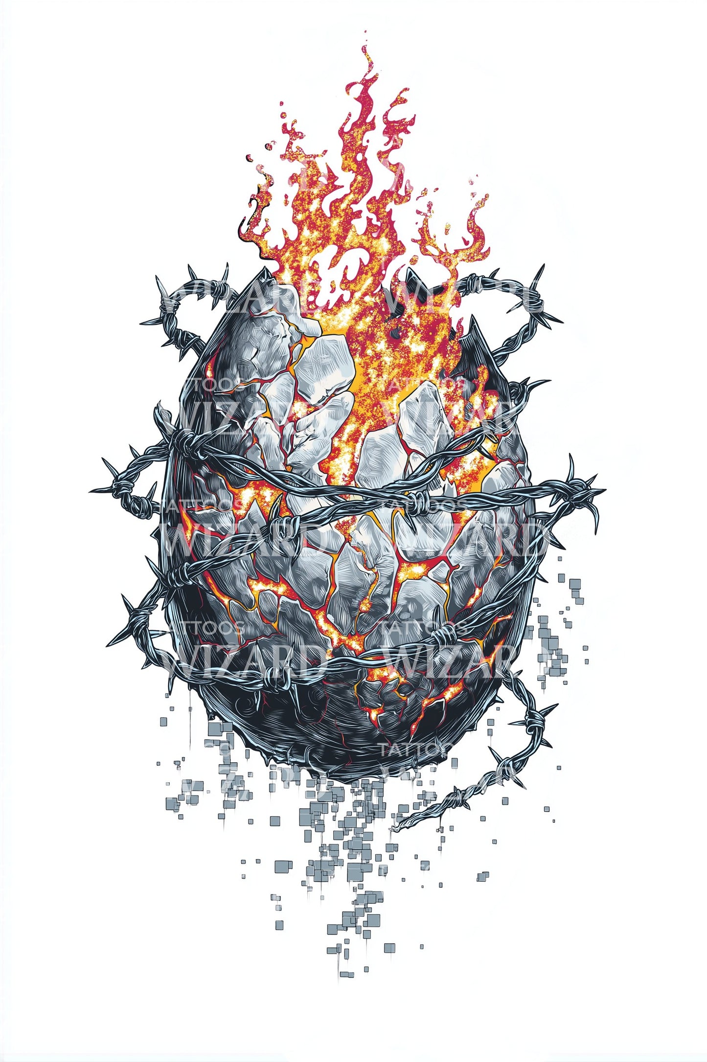 Blazing Meteor Egg Tattoo Design