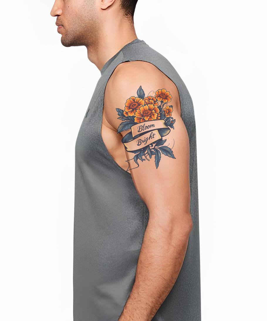 Design de Tatuagem Banner Florescente