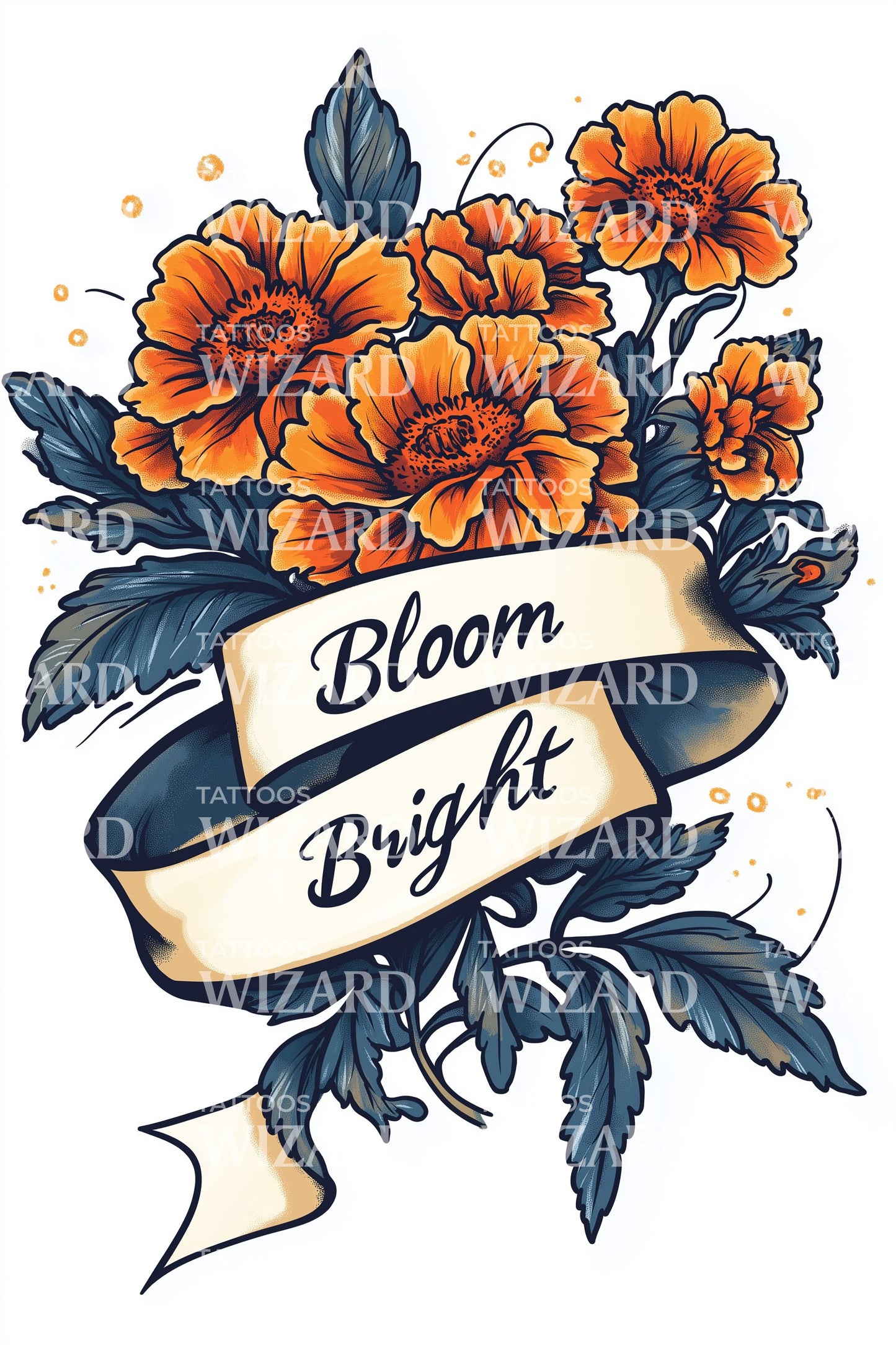 Design de Tatuagem Banner Florescente
