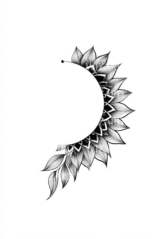 Blooming Crescent Right Tattoo Idea
