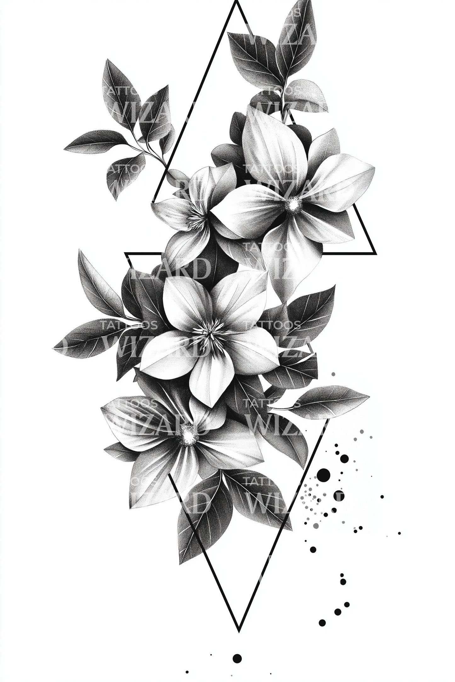 盛开的茉莉花簇纹身插图
