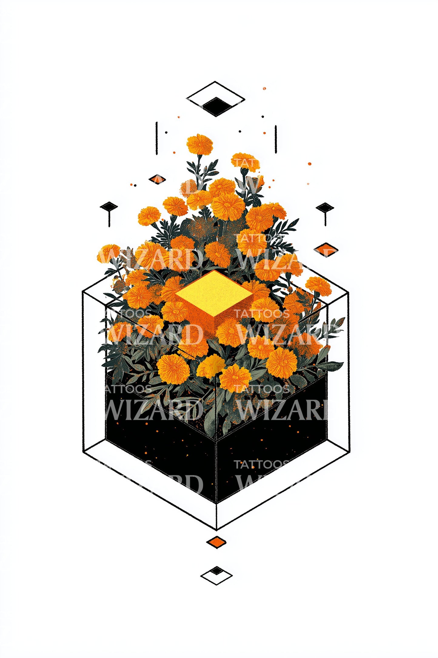 Design de Tatuagem Jardim Pixel Florescendo