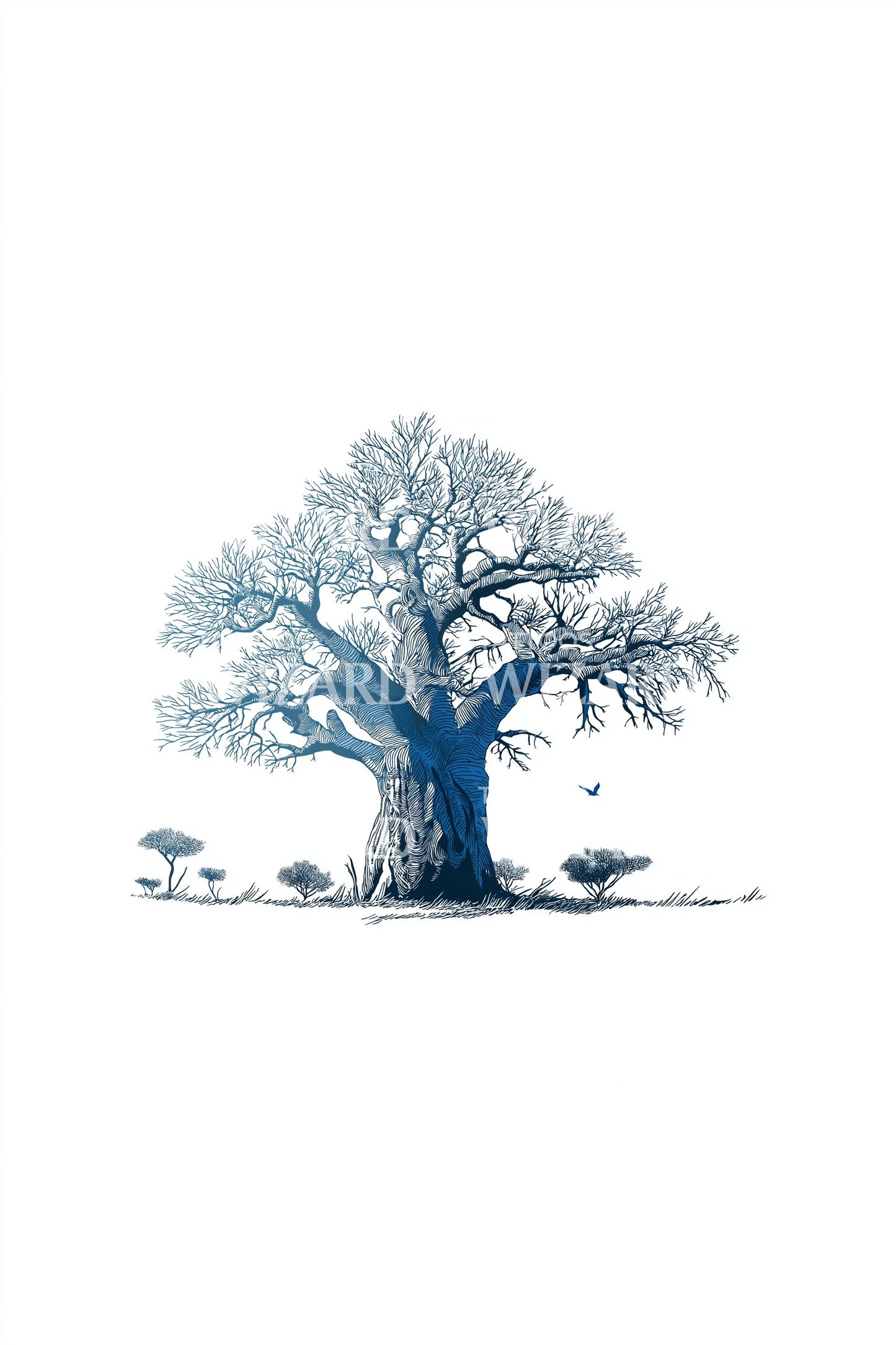 Blue Baobab Tree Tattoo Design