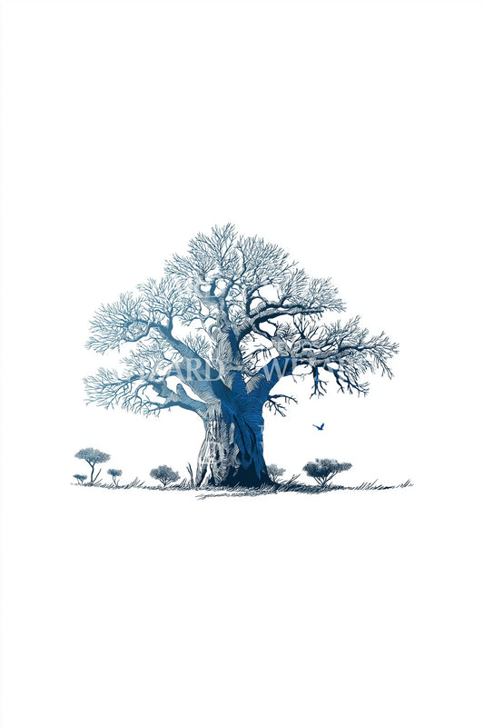 Blue Baobab Tree Tattoo Design