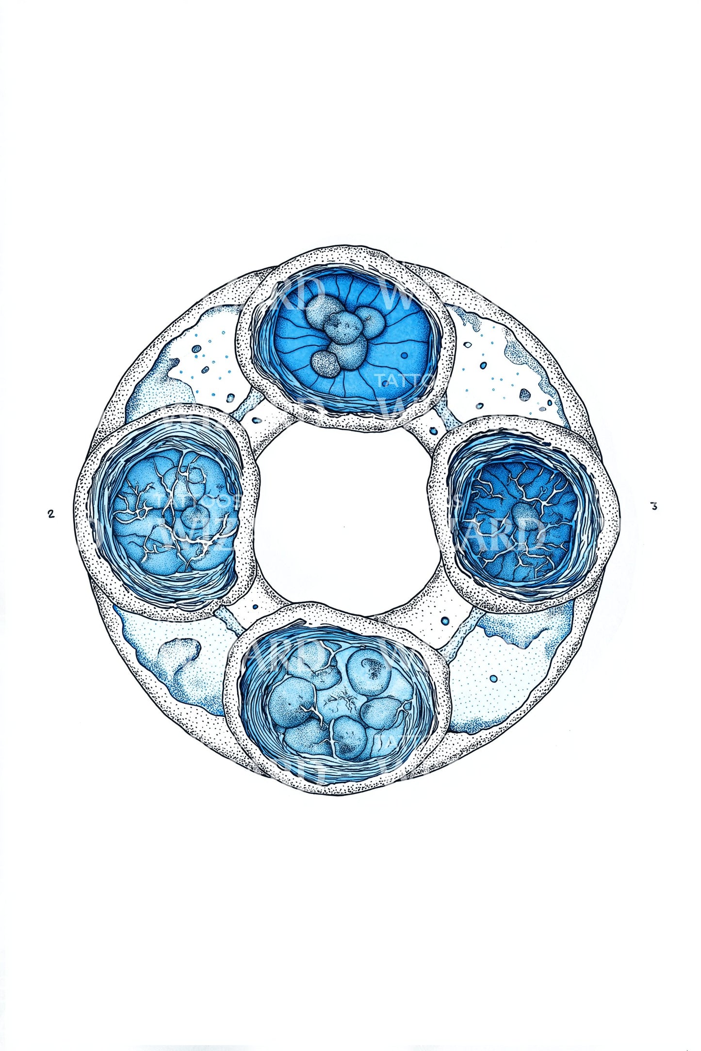 Blue Biological Mandala Tattoo Idea