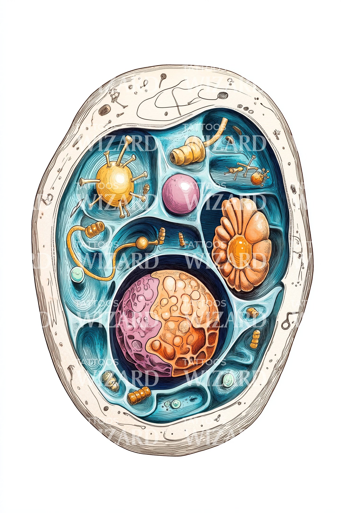 Blue Cell Slice Tattoo Design